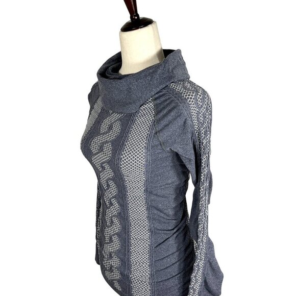 ATHLETA Comet Cowl Neck Seamless Pullover Top Long Sleeve Gray Sz S 306563 EUC - Picture 1 of 4